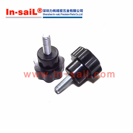 Perilla de sujeción con cabeza de estrella de plástico de 32 mm con rosca macho